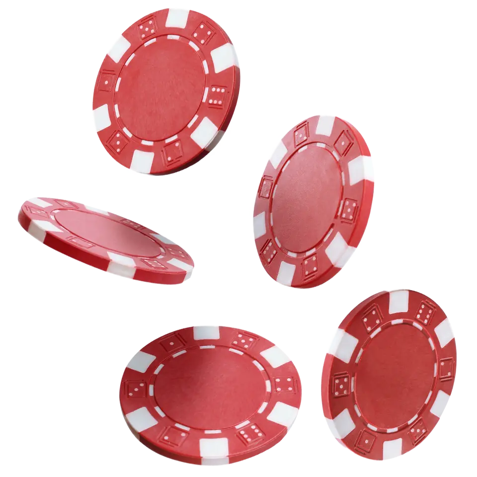red casino chips in midair