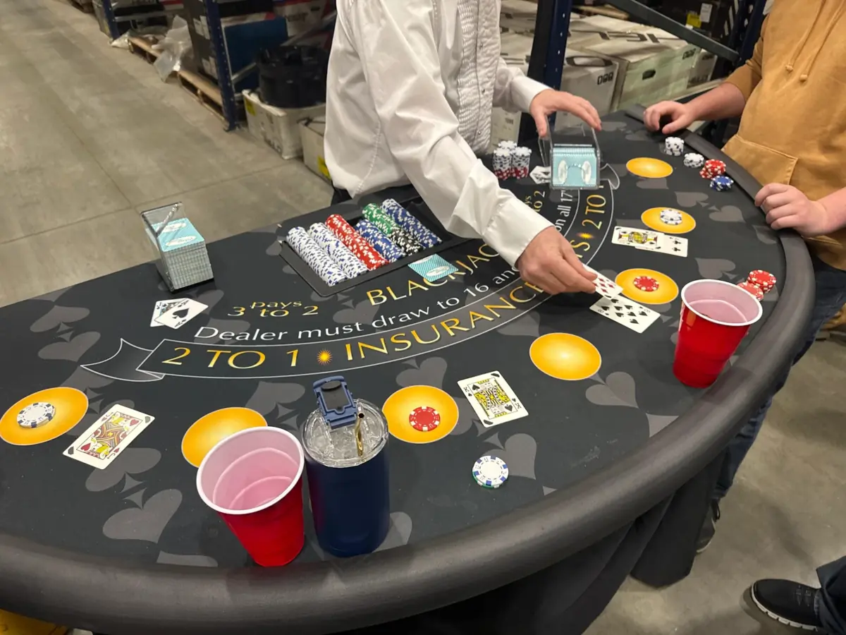 blackjack table setup for events